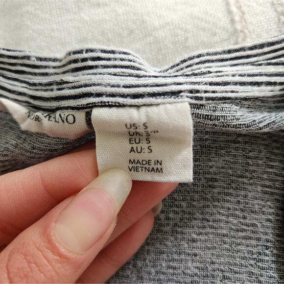 Striped black white Christian Siriano Blouse short sleeve top small - Picture 4 of 9